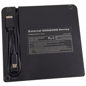 VILLCASE TypeC External DVD Drive Multifunctional USB Optical Drive External CD for Laptop Compatible with Mac and PC Black