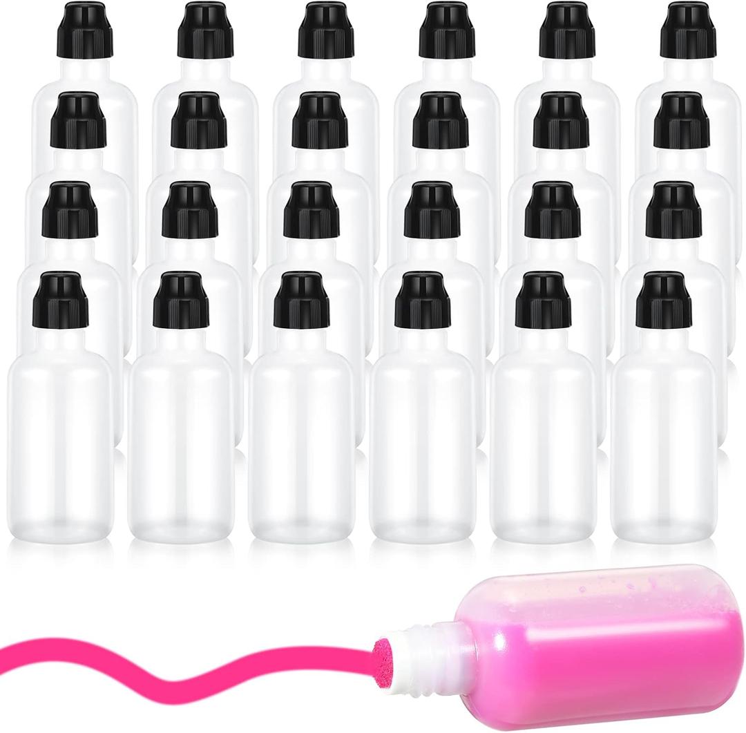 Patelai 24 Pieces Empty 2 Ounce Paint Daubers Bottles Handy Sponge Tip Paint Daubers Bottles Refillable Squeeze Bingo Marker for Graffiti Art Wooden Boards Cloth Crafts Game Supplies(Black)