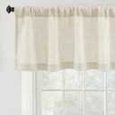 DriftAway Linen Textured Curtain Valances for Windows Light Filtering 3 Inch Rod Pocket Farmhouse Country Rustic Kitchen Valances for Bedroom Living Room Bathroom 18 inch Length Beige