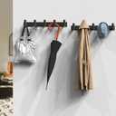 VAEHOLD Black Hat and Coat Wall Mount Rack 5 Hooks for Robes, Bags, Keys, and Towels Bathroom Towel Hanger Organizer (1 Pack)