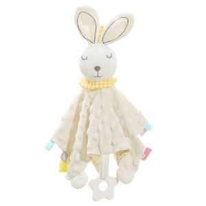 Zooawa Loveys for Babies, Security Blanket Soft Stuffed Animal Bunny Lovey Unisex Lovie Baby Stuff Snuggle Blanket with Tags Teether Bells, Soothing Plush Toys Baby Gift for Newborn, White Rabbit
