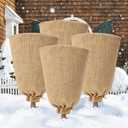 Riare 4 Packs 45× 70 Inch Burlap Winter Plant Cover Bags with Drawstring