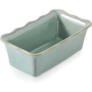 HVH Ceramic Loaf Pan for Baking Bread, Rectangular Baking Bread Loaf Pan, 9 x 5 inch Bread Pan, Bread Baking Pan for Cooking, Wave Series, Farmhouse Style (Turquoise)