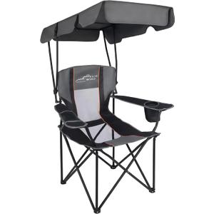 FAIR WIND Portable Canopy Camping Chair 380 LBS Capacity Heavy Duty Oversized Folding Lawn Chair with Sunshade for Beach, Fishing, Sports & Outdoors (1 Pack, Black (Mesh))
