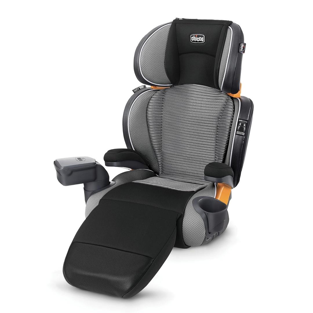 Chicco KidFit Zip Air Plus 2-in-1 Belt Positioning Booster Car Seat, Backless and High Back Booster Seat, for Children Aged 4 Years and Up and 40-100 lbs | Q Collection/Black/Grey