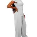 Ulovmi Women 2 Piece Outfit Off Shoulder Wide Leg Pants Set White XXL (White)