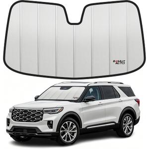 2020-2024 Explorer Windshield Sun Shade Compatible for 2020-2024 Ford Explorer Front Upgraded 6 Layers Accordion-Folding Front Sun Visor with Storage Bag Keep Interior Cool