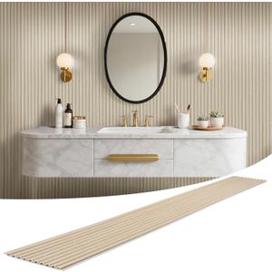 LARWORKS WPC Slat Wall Panels 8 Pack 96" x 8.2", Waterproof Fluted Wall Paneling, Accent 3D Wall Panel for Wall Decor, Bathroom, Bedroom, Office - Widen Low Grille Oak (Cover Approx.44 sq.ft)