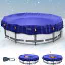 15ft Pool Covers for Above Ground Pools,Royal Blue Round Winter Pool Cover,Mesh Tarp Keeps Out Debris, Cold and Uv Resistant,Rope & Cable Included