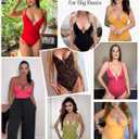 Popilush Tummy Control Swimsuits for Women Shapewear One Piece Deep V Neck Underwire Swimsuit Summer Beach Pool Vacation (Black, S)
