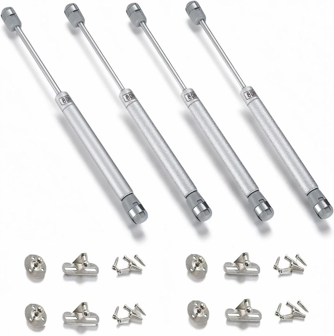4 Pcs 18lb/80N Hydraulic Door Lift – Heavy-Duty Lift Top Hinges with Gas Struts for Cabinets, Hydraulic Cabinet Door Lift for Wooden Boxes & Upward-Opening Doors (80N)