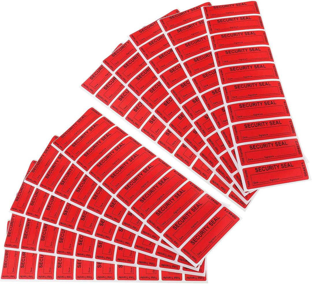 SG Store 100pcs 25x85mm/1x3.35inch Transfer Tamper-Proof Security Void Stickers Evident Security Void Labels with a Barcode Red