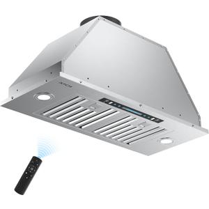 IKTCH 30 inch Built-in/Insert Range Hood 900 CFM, Ducted/Ductless Convertible Duct, Stainless Steel Kitchen Vent Hood with 4 Speed Gesture Sensing&Touch Control Panel(IKB01-30)