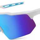 FEISEDY Sports Sunglasses Cycling Glasses for Men and Women,UV400 Protection Glasses for Baseball Fishing Golf B0069 (Black Frame & Blue Mirror Lens)