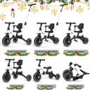 Glaf Tricycle for Toddlers 1-3 Toddler Bike with Push Handle 2-4 Years Baby Bike Toys for 2 Years Boys and Girls Balance Bike with Adjustable Seat Height and Backrest Birthday Gift (White), Medium