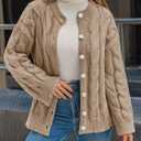 Saodimallsu Womens Cable Knit Cardigan Sweaters Long Sleeve Button Down Crewneck Casual Loose Fall Sweater Coats (Beige, M)