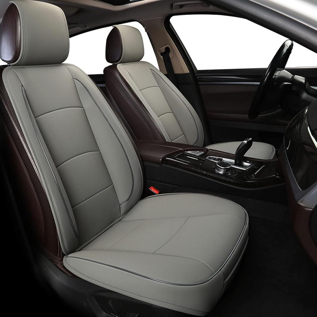 1 Pack Luxury Automotive Seat Cover Water Proof PU Leather Front Car Seat Cover Protectors Seat Cover Universal Fit 95% Vehicles (Dark Grey-A)