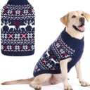 KOOLTAIL Christmas Dog Sweater, Cold Weather Pullover Classic Knitwear, Reindeer Snowflake Pattern Thick Warm Winter Pet Clothes, Cable Knit Sweaters for Small Medium Large Dogs Boy Girl, Navy Blue M