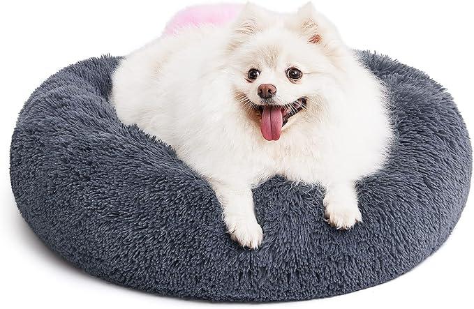 MIXJOY Orthopedic Dog Bed Comfortable Donut Cuddler Round Pet Beds Ultra Soft Washable Dog and Cat Cushion (23'', GreyBlue)