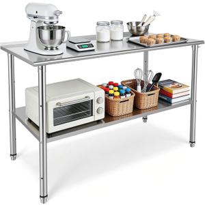 Kryonix Stainless Steel Work Table for Prep & Work 24x48 Inch, NSF Commercial Kitchen Heavy Duty Prep Table with Adjustable Undershelf for Kitchen, Restaurant, Home & Hotel