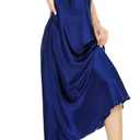 Lovasy Women Satin Nightgown Sexy Lingerie Long Slip Dress V Neck Sleepwear Nightdress S-XXL (Blue, L)
