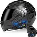 Bluetooth Modular Motorcycle Helmet, DOT Approved Flip Up Full Face Integrated Helmet, Double Visor Helmet Built-in Dual Speaker with Microphone, for Adults Men and Women  (L(59~60CM), R)