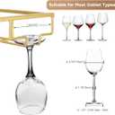 Xverycan Wine Glass Rack Under Cabinet, 6 Row Extreme Large Stemware Hanger, Metal Wine Goblet Holder, DIY Bar Glass Storage Rack for Bar Counter, Kitchen, Screws Included (Gold)