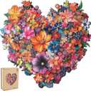 Mys Aurora Puzzles for Adults Heart Flower Wooden Puzzles, 500 Pieces Unique Shaped Jigsaw Puzzles for Adults, Fun Challenge Family Game 16.7'' x 16.2''