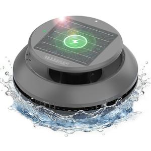 Y60 Cordless Solar Pool Skimmer - 2026 Automatic Robotic Pool Surface Cleaner with 360 All-Around Intake, Dual Charging, 12H Deep Cleaning for In-Ground & Above Ground Pools (Sepia)
