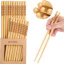 20 Pairs Bamboo Chopsticks Reusable, Dishwasher Safe, Japanese & Chinese Style,Chop Sticks Non-Slip Blessing 9.5in (Family Harmony,20Pairs)