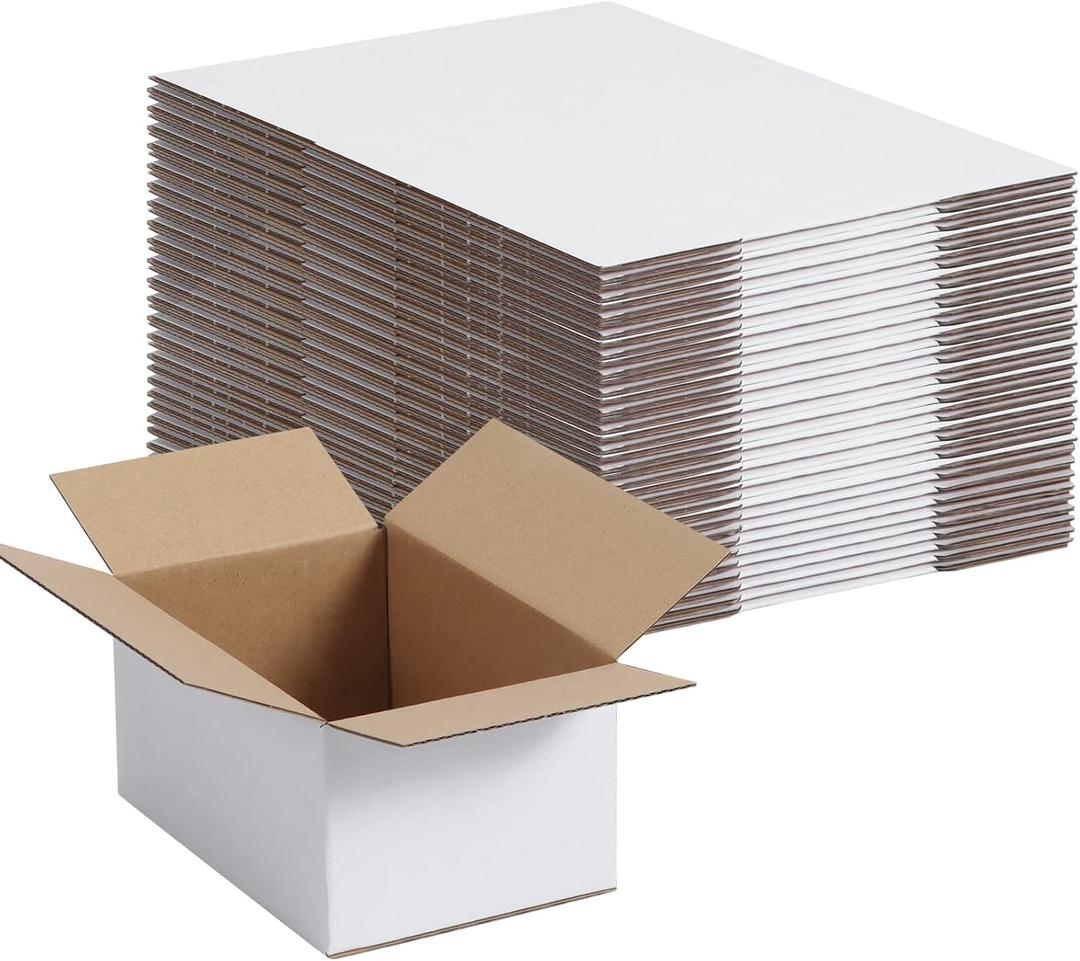 Shipping Boxes 6"x4"x3" Set of 40, White Corrugated Cardboard Box for Mailing Business Packaging