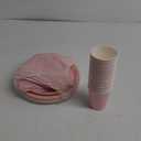 Tioncy 200 Pcs Disposable Paper Plates Cups and Napkins Party Supplies Serve Guests Disposable Paper Dinnerware Set for Christmas Birthday Wedding Baby Shower Family Picnic(Pastel Pink)