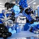 2 x ALL-IN-1 Blue and Black Balloons Arch Kit with BONUS Starbursts Small & Large Silver Black Blue balloons Light, Navy, Royal Blues & Blacks Party Decorations for Baby, Graduation, Birthday, Gaming
