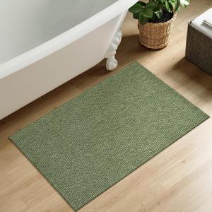 Uphome Boho Bathroom Rugs, 2x3 Washable Small Area Rug for Entryway Indoor, Farmhouse Rubber Backing Braided Cotton Throw Rugs Low Pile, Indoor Green Front Door Mat for Porch Kitchen Bedroom Entrance
