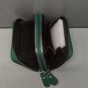 Credit Card Holder Wallet RFID Blocking Leather Small Wallet for Women Double Zipper Wallet with ID Window (Green)