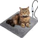 Cat Heating Pad with Timer, 9 Temperature Adjustable,Waterproof Electric Pet Heating Pad with Velvet Cover,Auto Power-Off, Anti-bite Dog Heat Pad for Dogs Cats -17.7''x15.7''