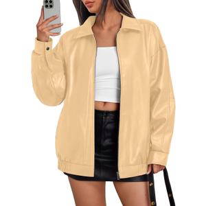 Trendy Queen Womens Leather Jacket, Oversized Going Out & Everyday Statement Piece, Bomber Jacktes Moto Coat (XL)