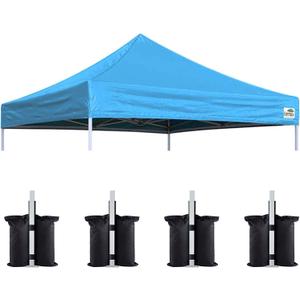 Eurmax USA 10x10 Pop Up Canopy Replacement Top, Universal Instant Canopy Cover ONLY, Heavy Duty UPF 50+ UV Protection, Water & Wind Resistant Tarp, Bonus 4 Sand Bags (Sky Blue)