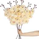 6PCS Orchids Artificial Flowers 30.3" Silk Faux Orchids Champagne Fake Flowers with Stems for Vase Table Home Wedding Party Garden Decoration(Champagne)