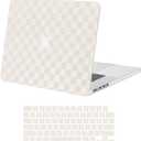 MOSISO Compatible with MacBook Pro 16 inch Case 2025 2024 2023 2022 2021 M4 M3 M2 M1 A3403 A3186 A2991 A2780 A2485 Pro Max, Checker Texture Grid PU Leather Coated Hard Shell&Keyboard Cover, Beige