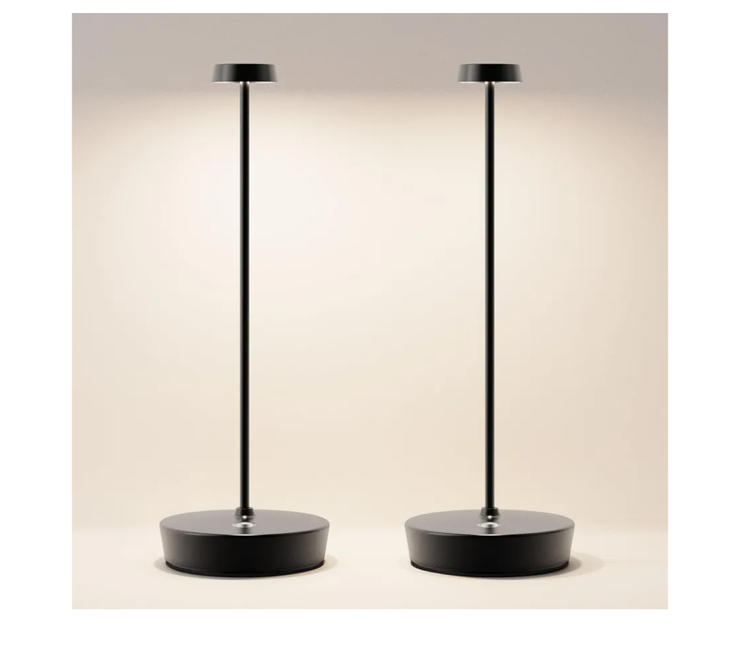 2Pack Cordless LED Table Lamp，Rechargeable Battery Operated Table Light, 3 Color Stepless Dimmable Table Lamp, Portable Table Light for Outdoor/Restaurants/Patio
