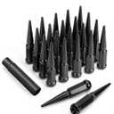 14x1.5 Spike Lug Nuts for Chevy Silverado GMC Sierra 1500, 24 pcs Spiked Lug Nuts for Ford F150 Jeep Grand Cherokee Ram 1500 Truck Tire, Black Bullet Lug Nut Set with Socket Key for Aftermarket Wheels