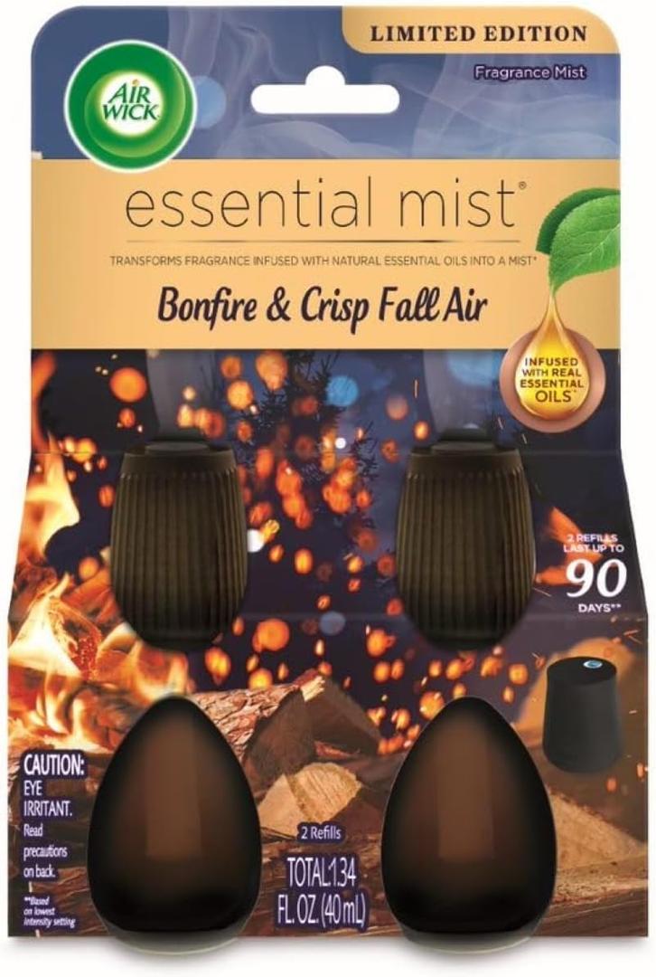 Air Wick Essential Mist Twin Refill Bonfire & Crisp Fall Air, 2 Refills