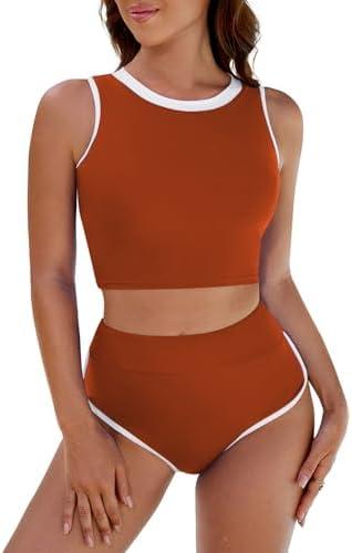 Pink Queen High Waisted Bikini Women 2 Piece Top Sporty Bathing Suit Medium