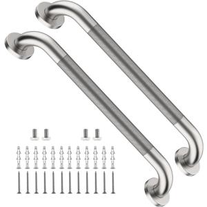 ZUEXT 2 Pack 20 Inch Brushed Nickel Non Slip Shower Grab Bar w/Knurled Grip