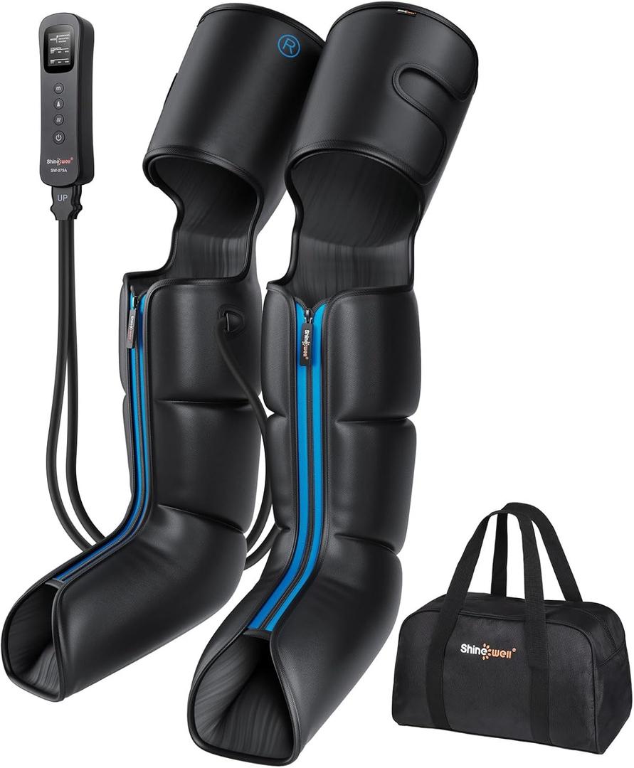 SHINE WELL Leg Compression Massager for Circulation and Pain Relief, Full Leg Massager for Swelling,with 3 Modes 3 Intensities 3 Timing Options,FSA HSA Eligible,Gift for Dad Mom
