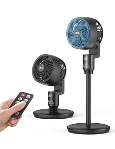 JRD Fan for Bedroom, 70° Oscillating Standing Fans, Quiet Floor Fan, 100ft Pedestal Fans for Room, 6 Speeds, 3 modes,90° Manual Vertical, 19-38" Adjustable Height,24H Timer,Remote Control