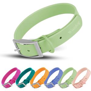 Wisedog Waterproof Dog Collar: Multiple Adjust 7" to 23.6", Soft Rubber Coated Webbing, Easy to Clean, for Small Medium Large Dogs (XL|18"-23.6" × 1 in, Sage Green)