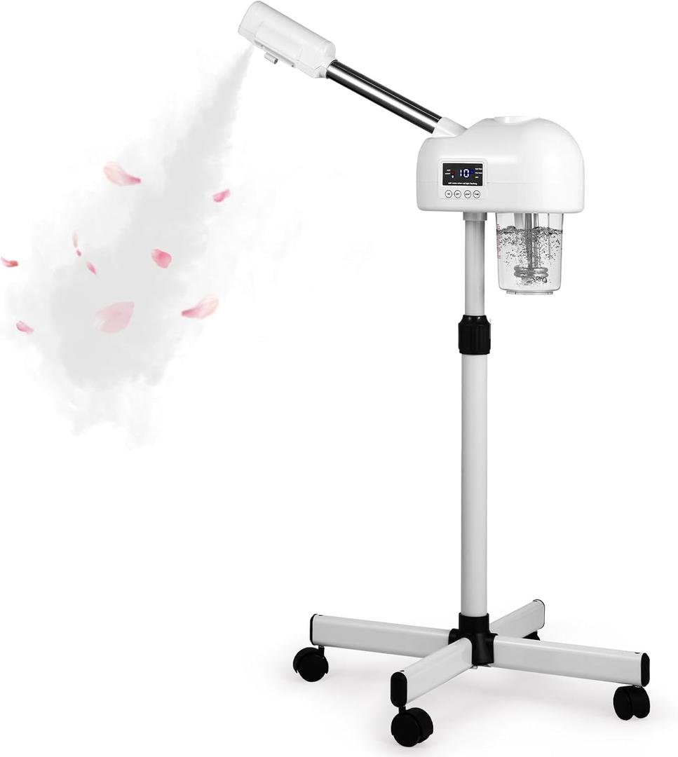 Professional Facial Steamer for Estheticians, Hot Mist & Timer Function, Vaporizador Facial Professional Steamer On Wheels for Home Use & Spa Salon Skin Cleansing