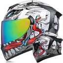 Unisex-Adult Full Face Motorcycle Helmet DOT Approved Motorbike Moped Street Bike Racing Crash Helmet with Graphic (Large, Color mirror)